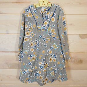 CR Kids Dress Little Girls Size 6X Floral Gray Tiered Long Sleeve